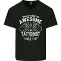 An Awesome Tattooist Looks Like Mens V-Neck Cotton T-Shirt Black