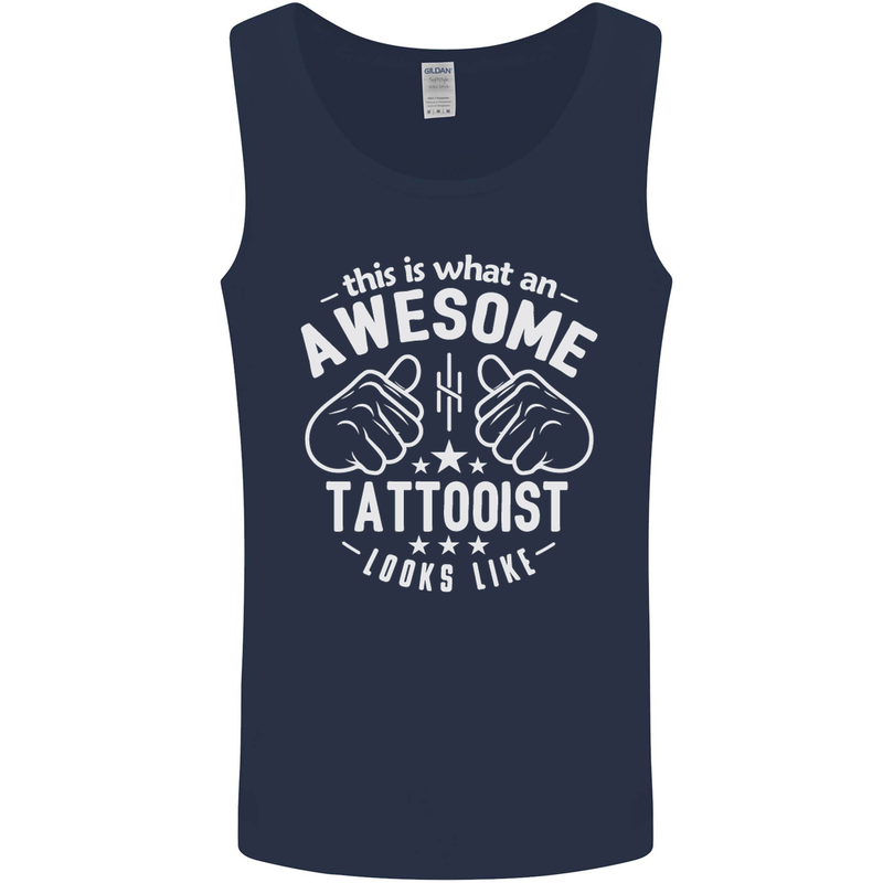 An Awesome Tattooist Looks Like Mens Vest Tank Top Navy Blue