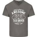 An Awesome Taxi Driver Looks Like Mens V-Neck Cotton T-Shirt Charcoal