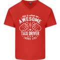 An Awesome Taxi Driver Looks Like Mens V-Neck Cotton T-Shirt Red
