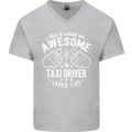 An Awesome Taxi Driver Looks Like Mens V-Neck Cotton T-Shirt Sports Grey