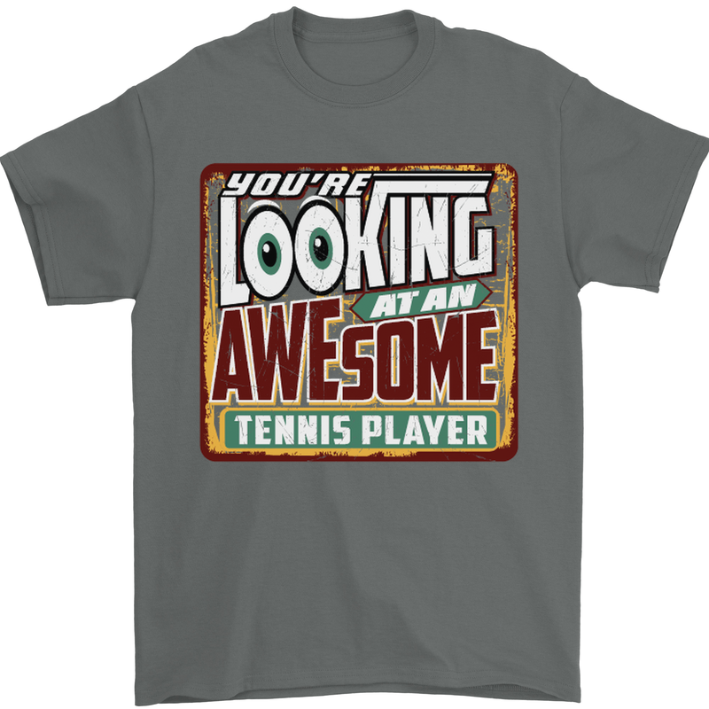 An Awesome Tennis Player Mens T-Shirt Cotton Gildan Charcoal