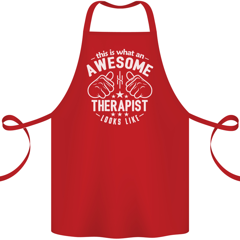 An Awesome Therapist Looks Like Cotton Apron 100% Organic Red