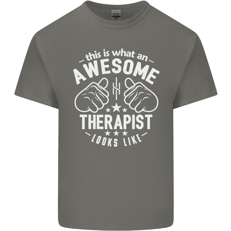 An Awesome Therapist Looks Like Mens Cotton T-Shirt Tee Top Charcoal
