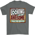 An Awesome Tractor Driver Farmer Farming Mens T-Shirt Cotton Gildan Charcoal