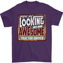 An Awesome Tractor Driver Farmer Farming Mens T-Shirt Cotton Gildan Purple