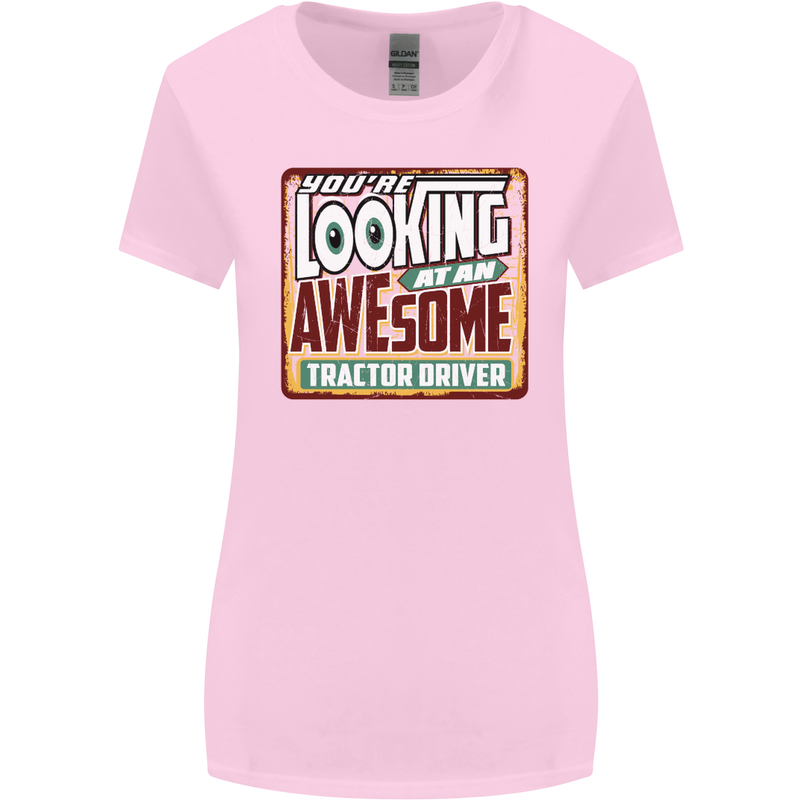 An Awesome Tractor Driver Farmer Farming Womens Wider Cut T-Shirt Light Pink