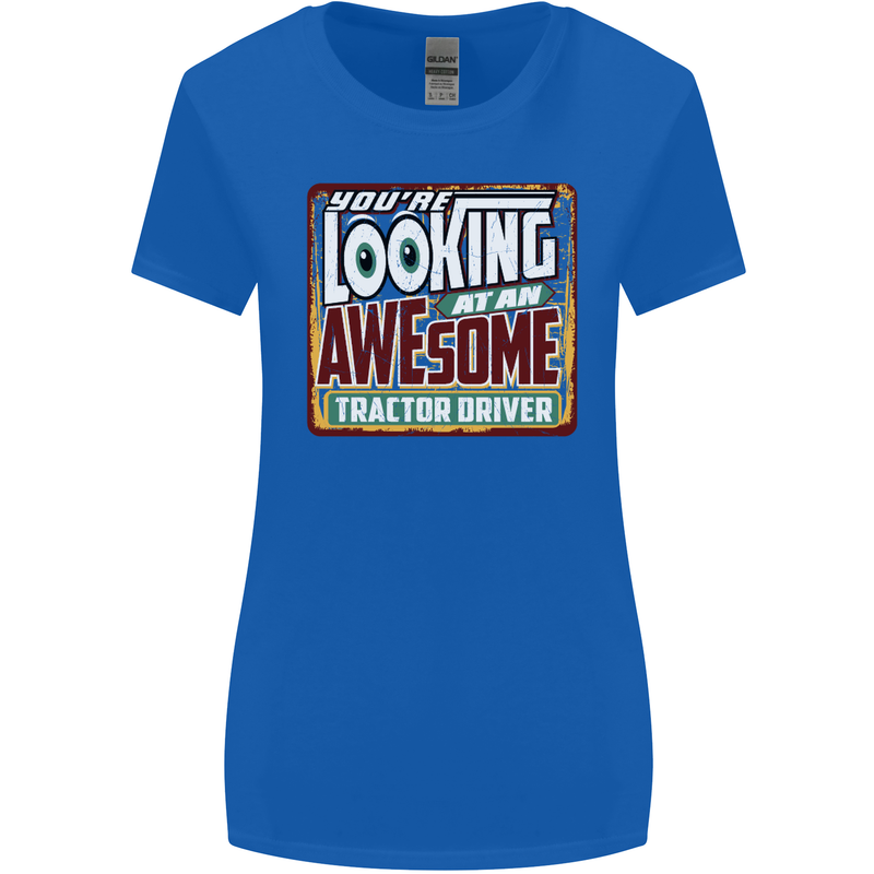 An Awesome Tractor Driver Farmer Farming Womens Wider Cut T-Shirt Royal Blue