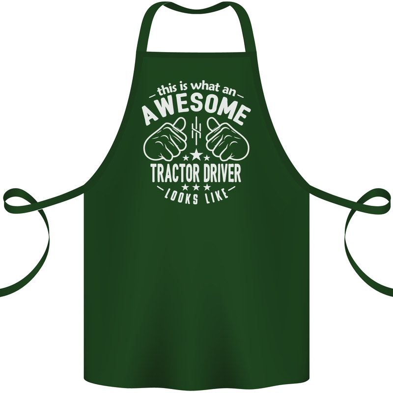 An Awesome Tractor Driver Looks Like Cotton Apron 100% Organic Forest Green