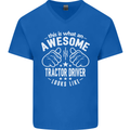 An Awesome Tractor Driver Looks Like Mens V-Neck Cotton T-Shirt Royal Blue