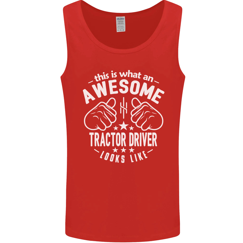 An Awesome Tractor Driver Looks Like Mens Vest Tank Top Red