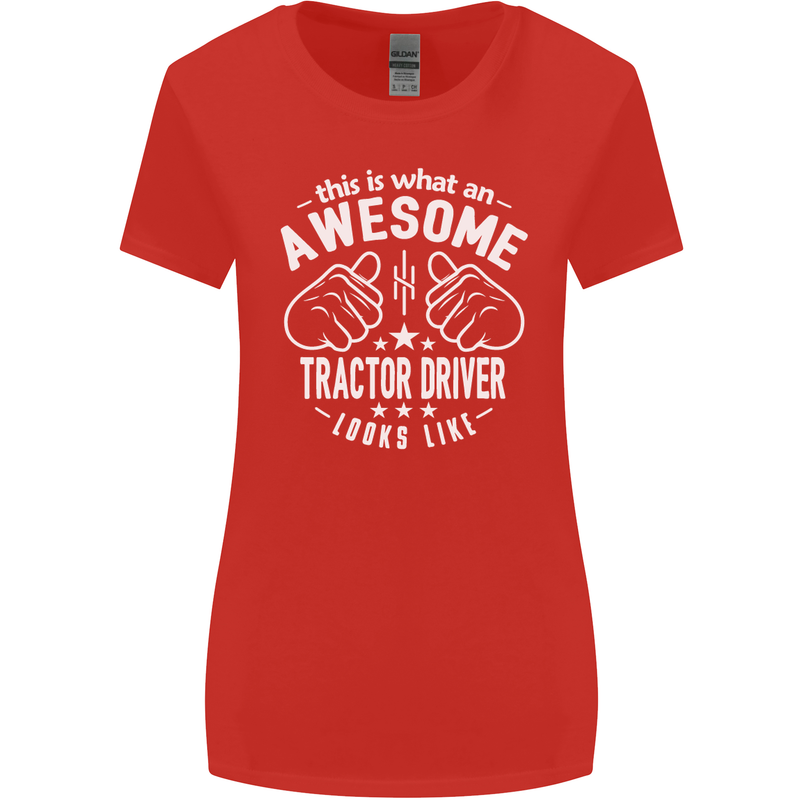 An Awesome Tractor Driver Looks Like Womens Wider Cut T-Shirt Red