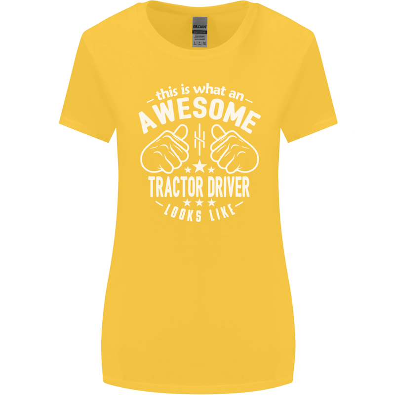 An Awesome Tractor Driver Looks Like Womens Wider Cut T-Shirt Yellow
