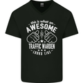 An Awesome Traffic Warden Looks Like Mens V-Neck Cotton T-Shirt Black