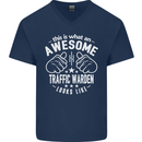 An Awesome Traffic Warden Looks Like Mens V-Neck Cotton T-Shirt Navy Blue