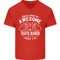 An Awesome Traffic Warden Looks Like Mens V-Neck Cotton T-Shirt Red