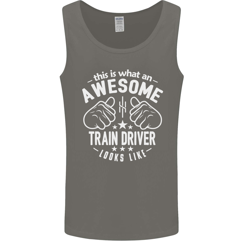 An Awesome Train Driver Looks Like Mens Vest Tank Top Charcoal