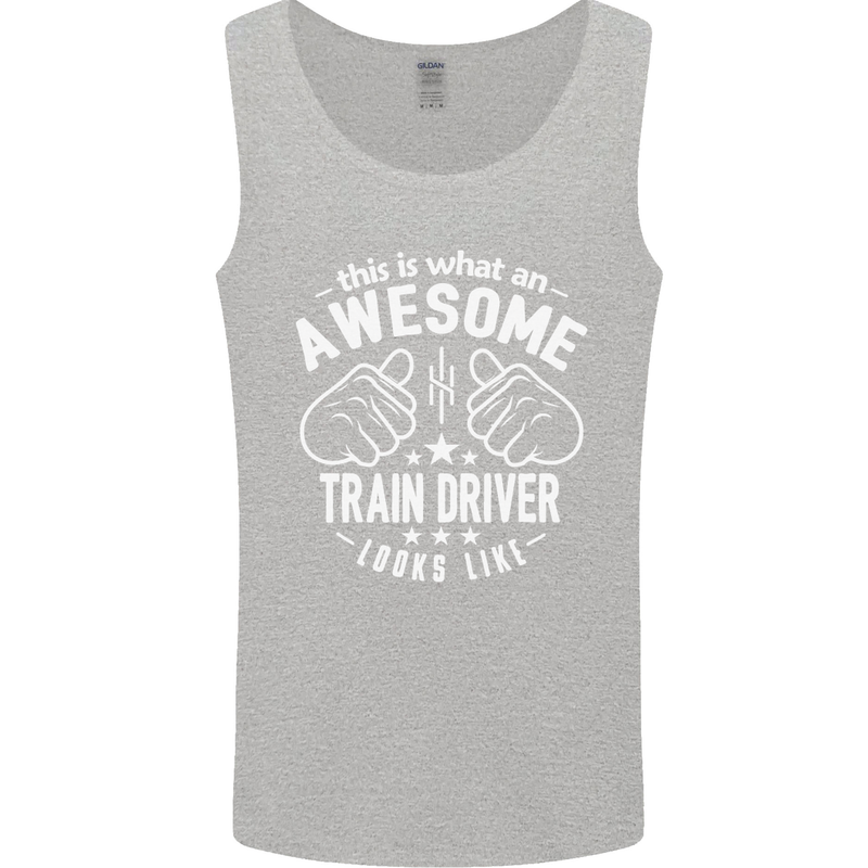An Awesome Train Driver Looks Like Mens Vest Tank Top Sports Grey