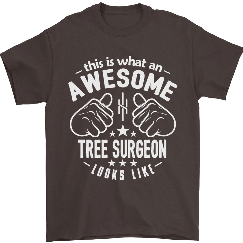 An Awesome Tree Surgeon Looks Like Mens T-Shirt Cotton Gildan Dark Chocolate