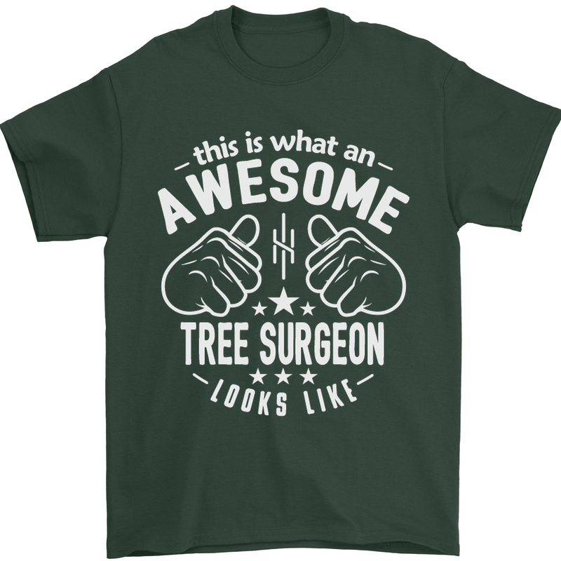 An Awesome Tree Surgeon Looks Like Mens T-Shirt Cotton Gildan Forest Green
