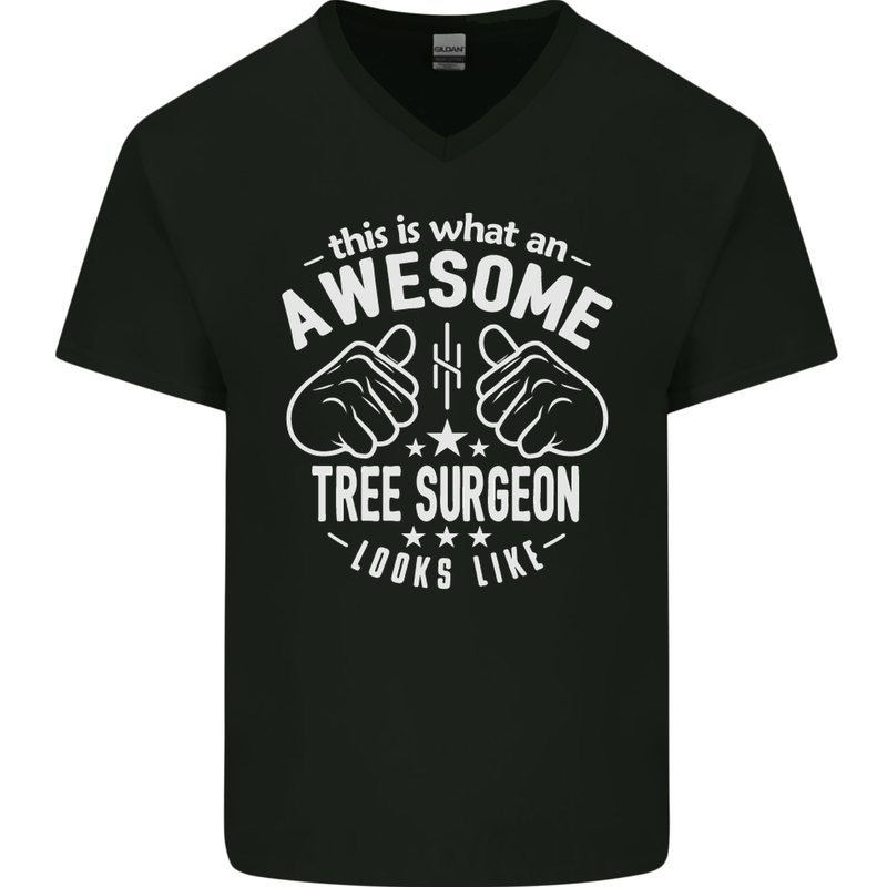 An Awesome Tree Surgeon Looks Like Mens V-Neck Cotton T-Shirt Black