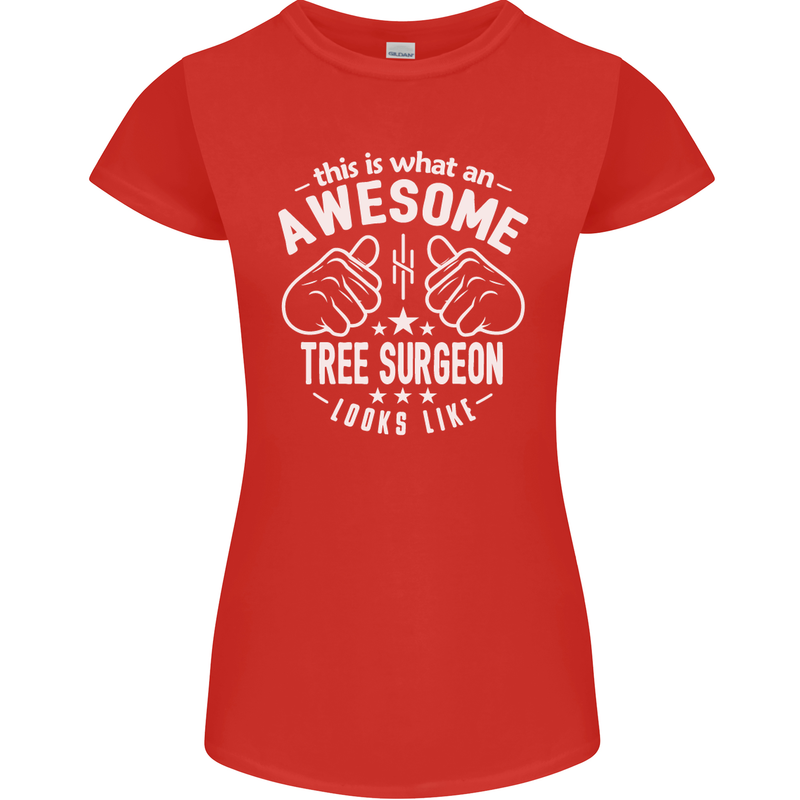 An Awesome Tree Surgeon Looks Like Womens Petite Cut T-Shirt Red
