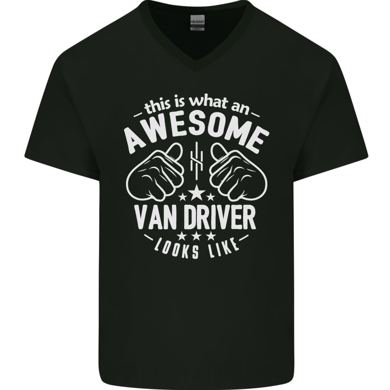 An Awesome Van Driver Looks Like Mens V-Neck Cotton T-Shirt Black