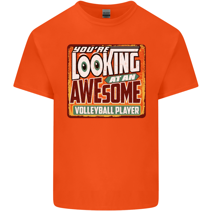 An Awesome Volleyball Player Mens Cotton T-Shirt Tee Top Orange