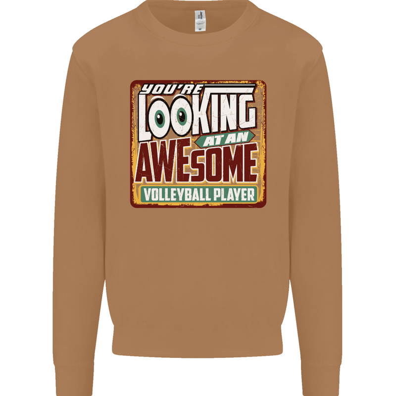 An Awesome Volleyball Player Mens Sweatshirt Jumper Caramel Latte