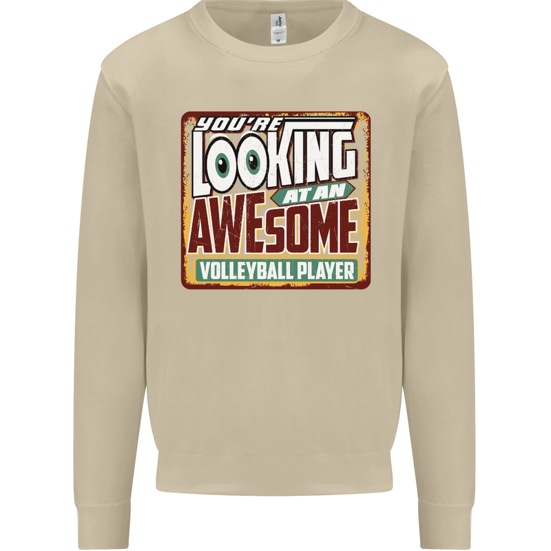 An Awesome Volleyball Player Mens Sweatshirt Jumper Sand