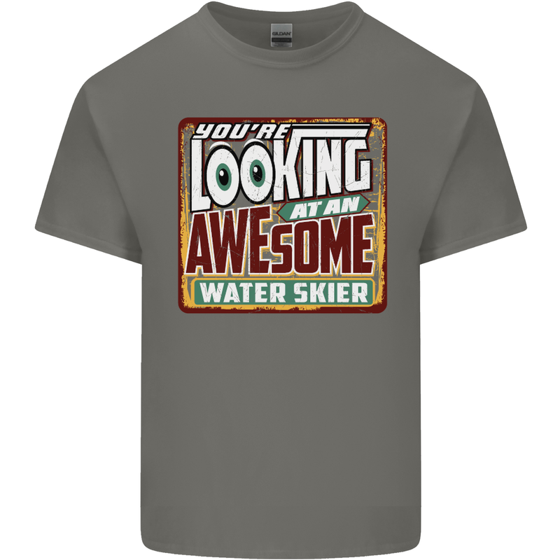 An Awesome Water Skier Skiing Kids T-Shirt Childrens Charcoal