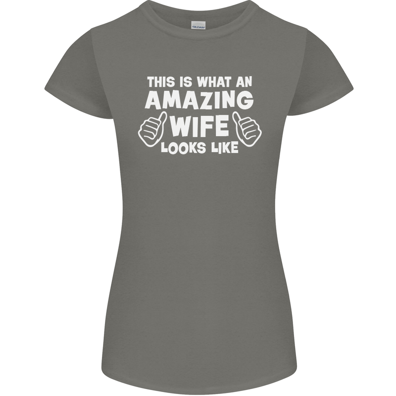 An Awesome Wife Looks Like Valentine's Day Womens Petite Cut T-Shirt Charcoal