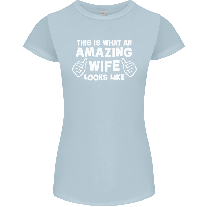 An Awesome Wife Looks Like Valentine's Day Womens Petite Cut T-Shirt Light Blue