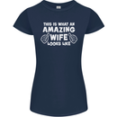 An Awesome Wife Looks Like Valentine's Day Womens Petite Cut T-Shirt Navy Blue
