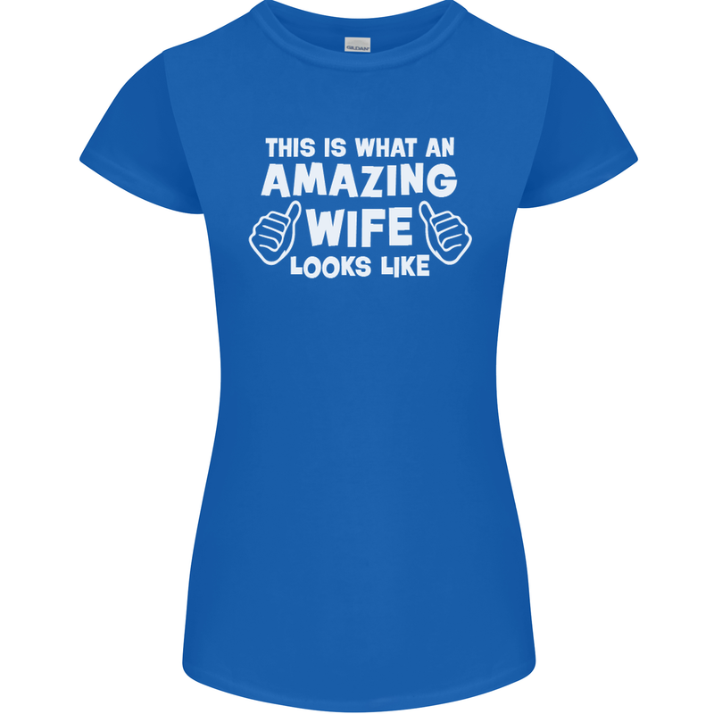 An Awesome Wife Looks Like Valentine's Day Womens Petite Cut T-Shirt Royal Blue