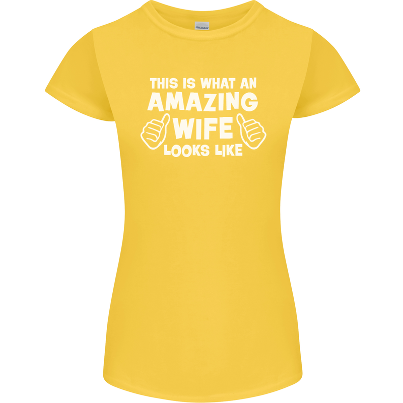 An Awesome Wife Looks Like Valentine's Day Womens Petite Cut T-Shirt Yellow