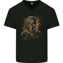 An Egyptian Demon Mummy Evil Eyes Mens V-Neck Cotton T-Shirt Black