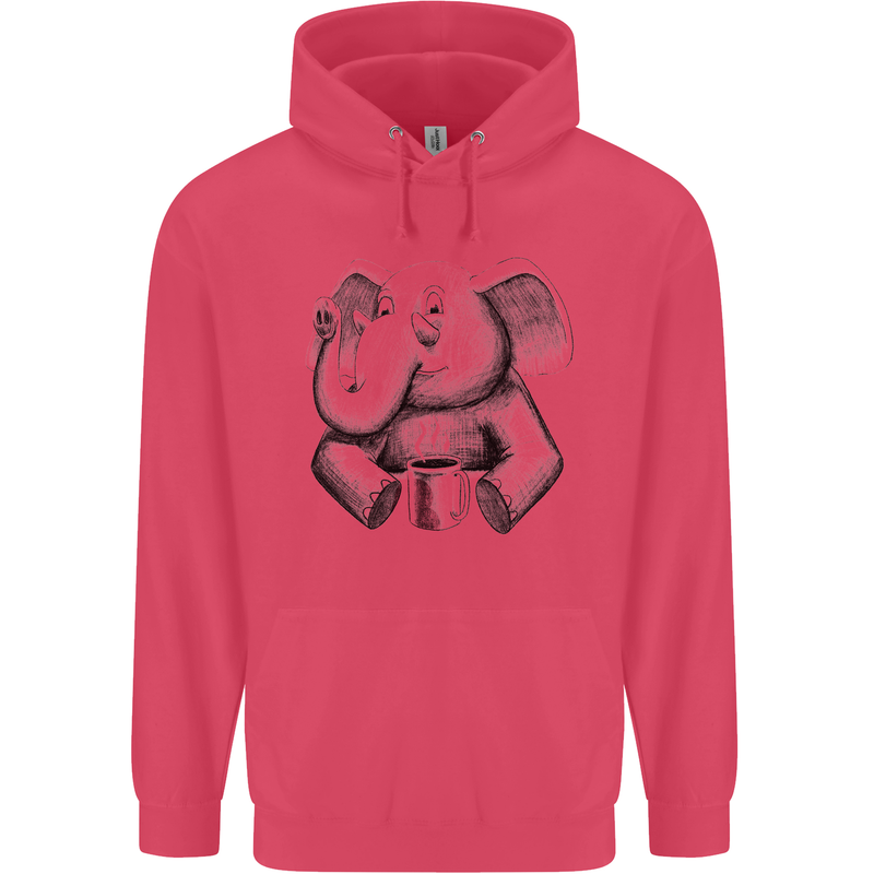 An Elephant Drinking Coffee Childrens Kids Hoodie Heliconia
