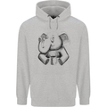 An Elephant Drinking Coffee Childrens Kids Hoodie Sports Grey
