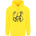 An Elephant Drinking Coffee Childrens Kids Hoodie Yellow