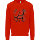 An Elephant Drinking Coffee Kids Sweatshirt Jumper Bright Red