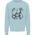An Elephant Drinking Coffee Kids Sweatshirt Jumper Light Blue