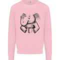 An Elephant Drinking Coffee Kids Sweatshirt Jumper Light Pink