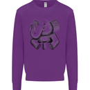 An Elephant Drinking Coffee Kids Sweatshirt Jumper Purple