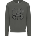 An Elephant Drinking Coffee Kids Sweatshirt Jumper Storm Grey