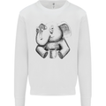 An Elephant Drinking Coffee Kids Sweatshirt Jumper White