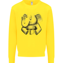 An Elephant Drinking Coffee Kids Sweatshirt Jumper Yellow