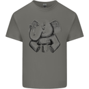 An Elephant Drinking Coffee Kids T-Shirt Childrens Charcoal