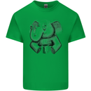 An Elephant Drinking Coffee Kids T-Shirt Childrens Irish Green