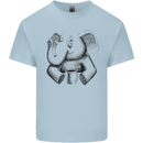 An Elephant Drinking Coffee Kids T-Shirt Childrens Light Blue